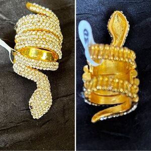 Adjustable rhinestone snake ring